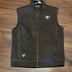 Men's Dark Brown Softshell Vest with Embroidered Logo